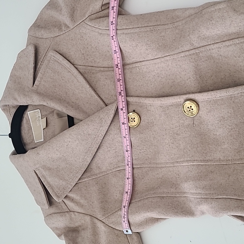 Michael Kors Women Coat XS Tan Gold Buttons Wool Blend Pea Coat Blazer Jacket - Picture 8 of 11
